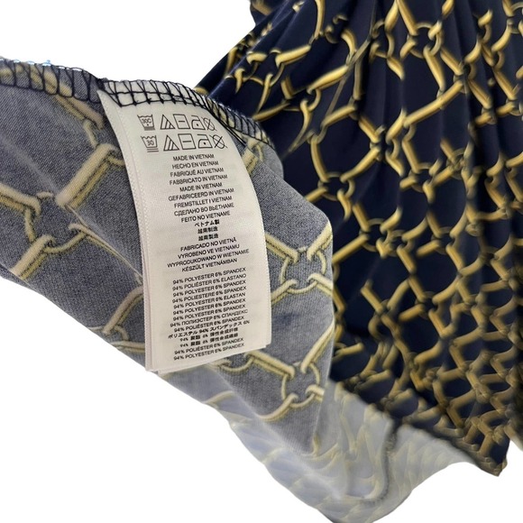 MICHAEL Michael Kors Navy Gold Logo Long Sleeve Dress Large - Picture 4 of 5